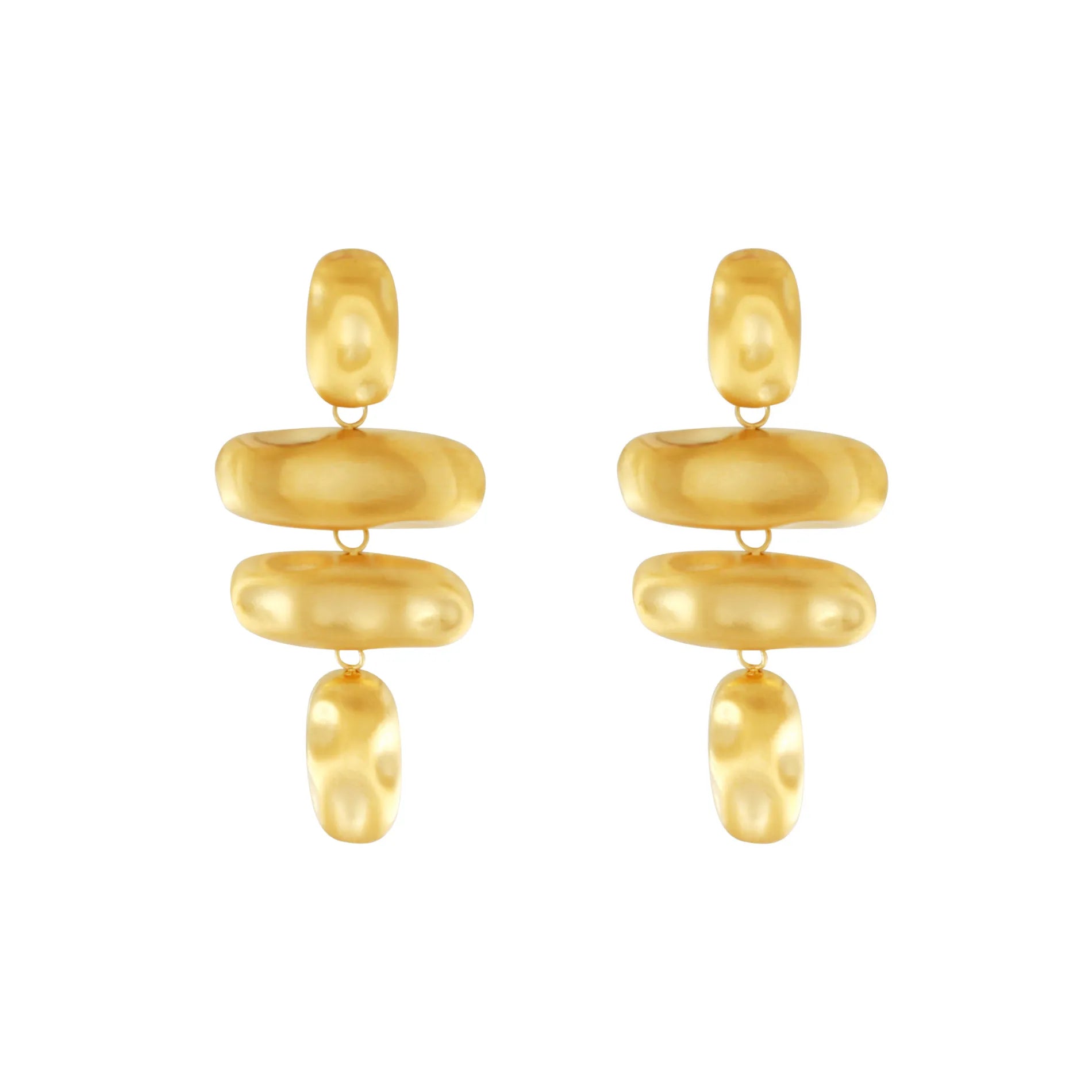 Courage Waterproof Brushed Organic Chandelier Earring 18K Gold Plating, DNSK Copenhagen