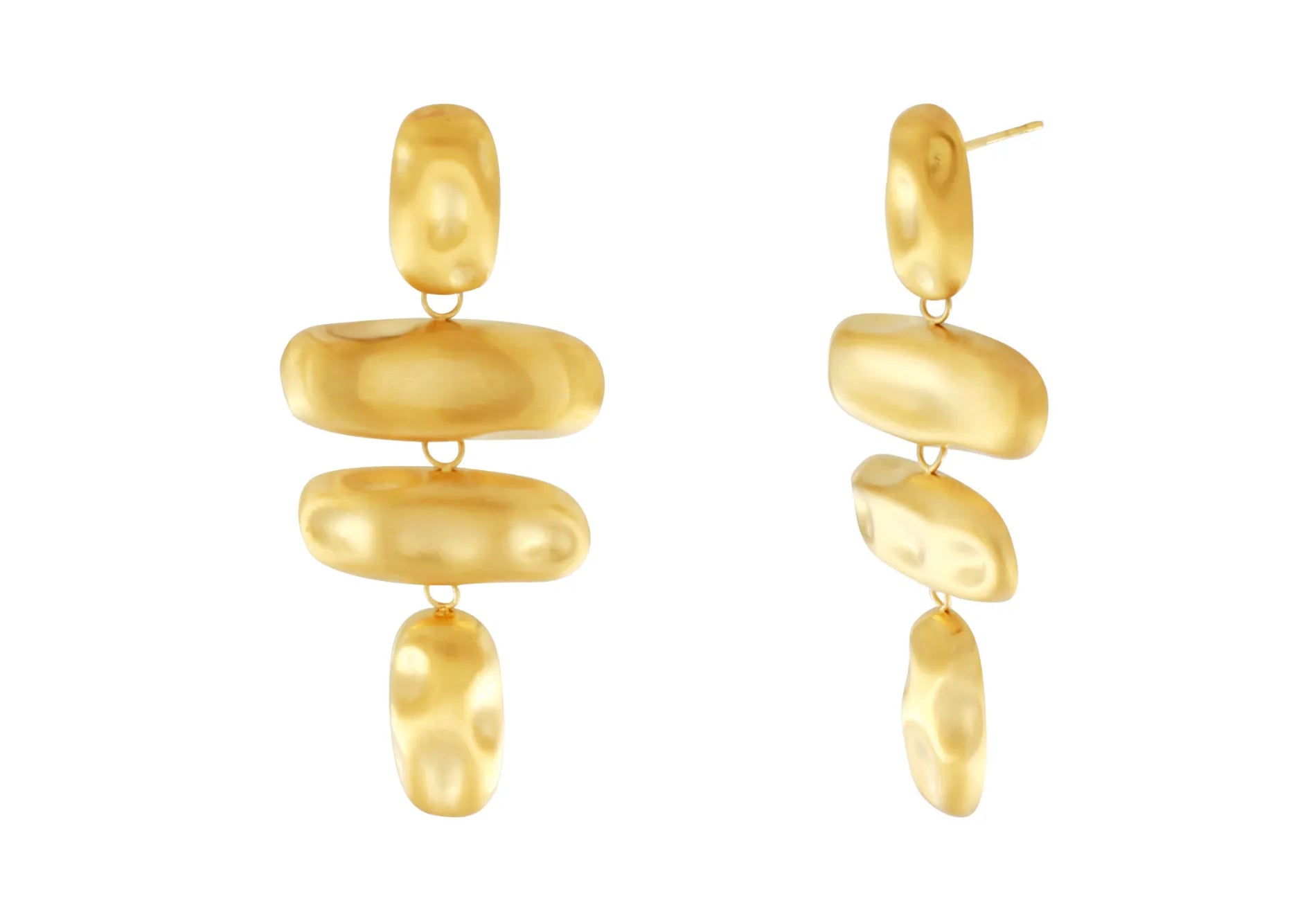 Courage Waterproof Brushed Organic Chandelier Earring 18K Gold Plating, DNSK Copenhagen