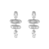 Courage Waterproof Brushed Organic Chandelier Earring Silver Plating