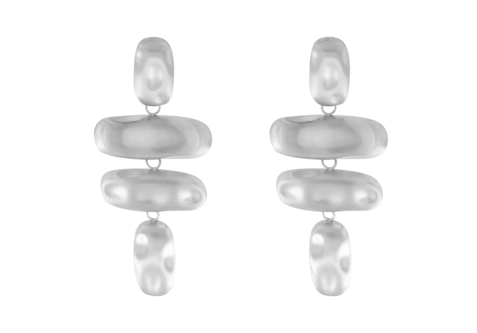 Courage Waterproof Brushed Organic Chandelier Earring Silver Plating, DNSK Copenhagen