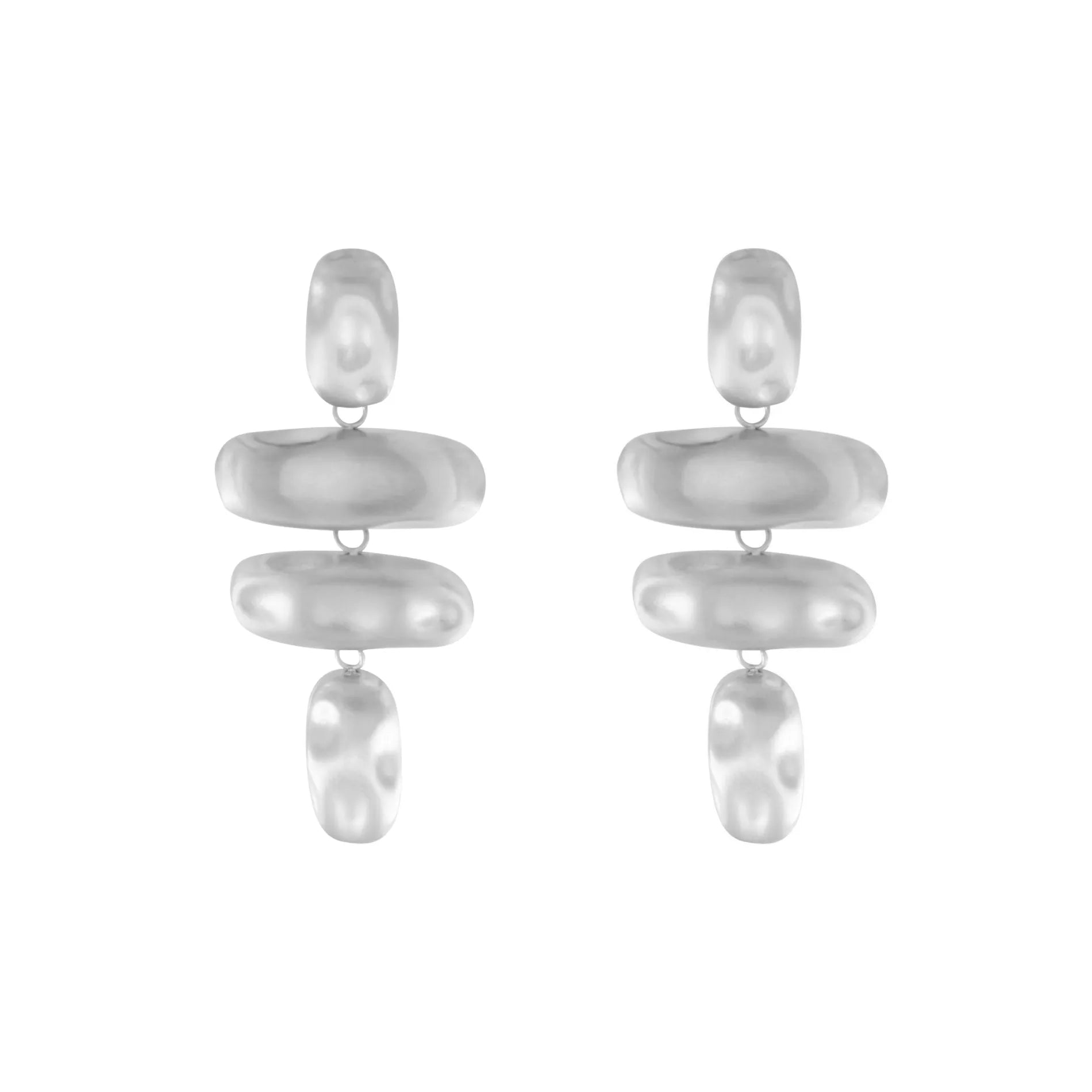 Courage Waterproof Brushed Organic Chandelier Earring Silver Plating, DNSK Copenhagen