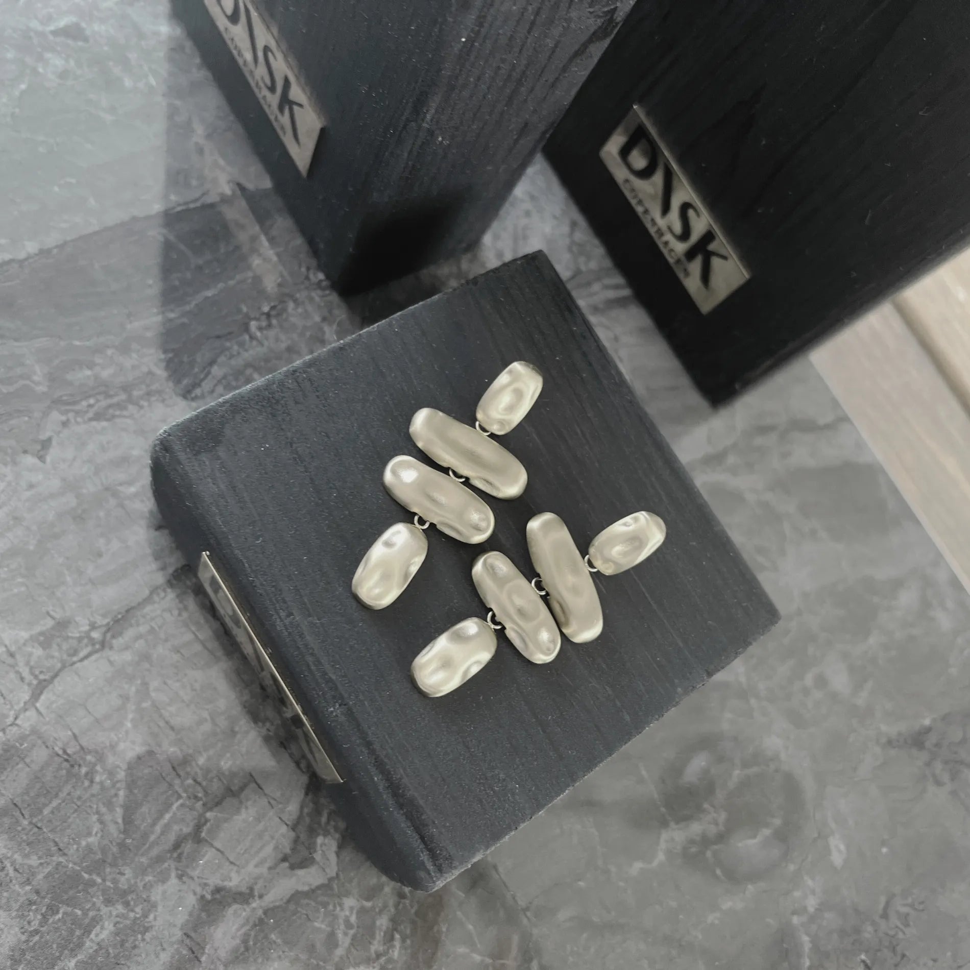 Courage Waterproof Brushed Organic Chandelier Earring 18K Gold Plating, DNSK Copenhagen