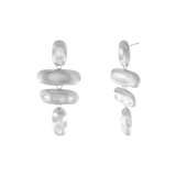 Courage Waterproof Brushed Organic Chandelier Earring Silver Plating