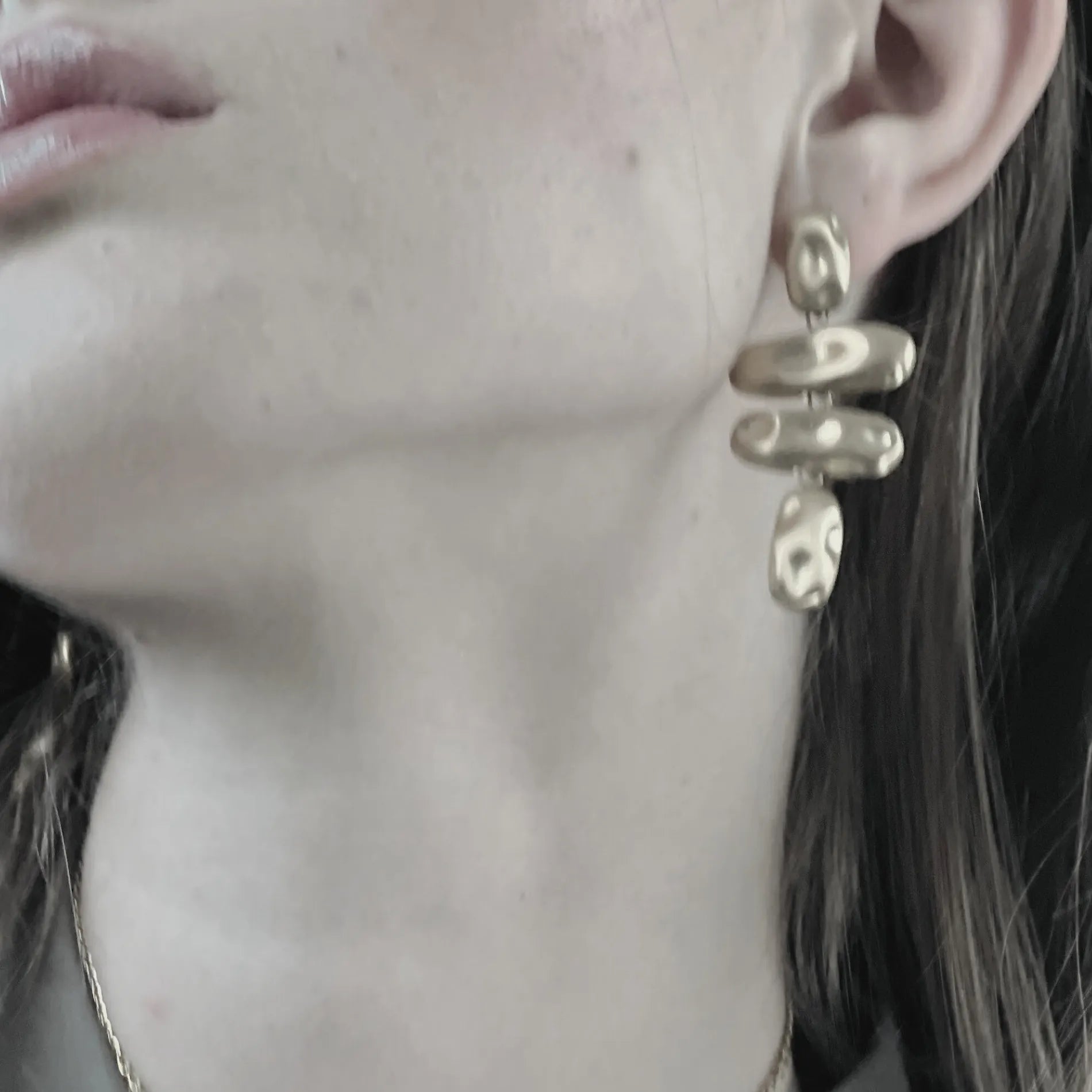 Courage Waterproof Brushed Organic Chandelier Earring Silver Plating, DNSK Copenhagen