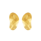 Courage Waterproof Brushed Organic Post Earring 18K Gold Plating