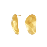 Courage Waterproof Brushed Organic Post Earring 18K Gold Plating