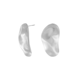 Courage Waterproof Brushed Organic Post Earring Silver Plating