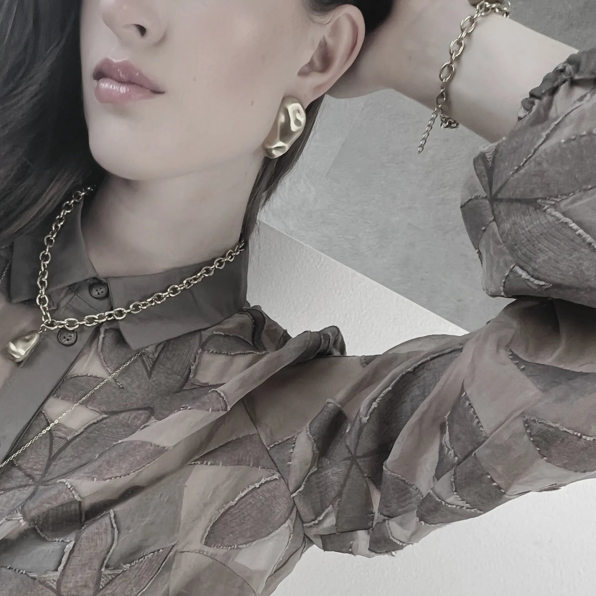 Courage Waterproof Brushed Organic Post Earring Silver Plating, DNSK Copenhagen