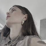 Courage Waterproof Brushed Organic Post Earring Silver Plating