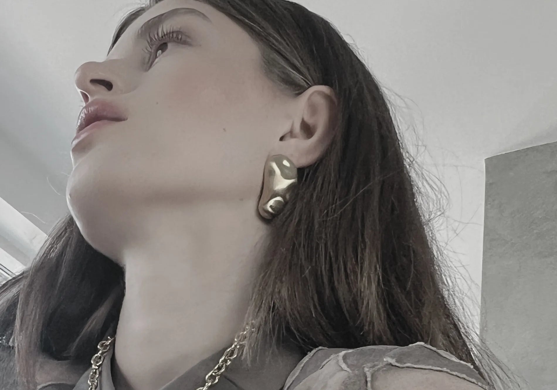Courage Waterproof Brushed Organic Post Earring Silver Plating, DNSK Copenhagen