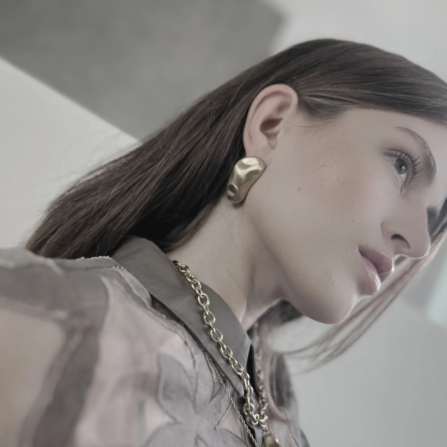 Courage Waterproof Brushed Organic Post Earring 18K Gold Plating, DNSK Copenhagen