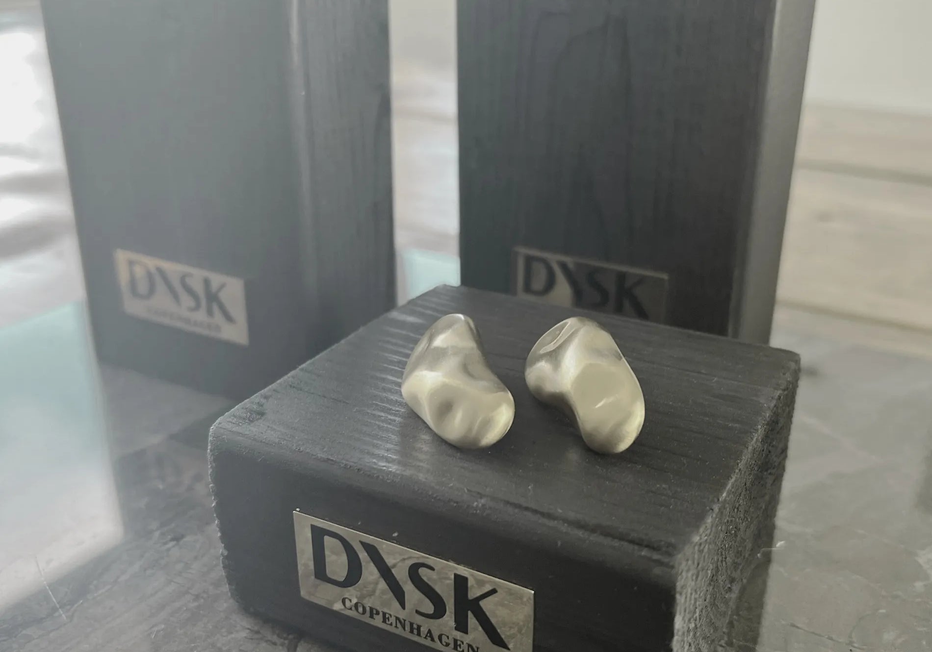 Courage Waterproof Brushed Organic Post Earring Silver Plating, DNSK Copenhagen