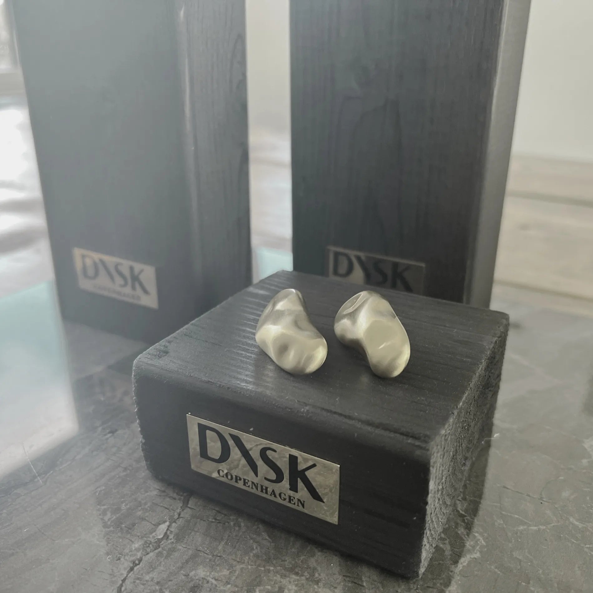 Courage Waterproof Brushed Organic Post Earring 18K Gold Plating, DNSK Copenhagen