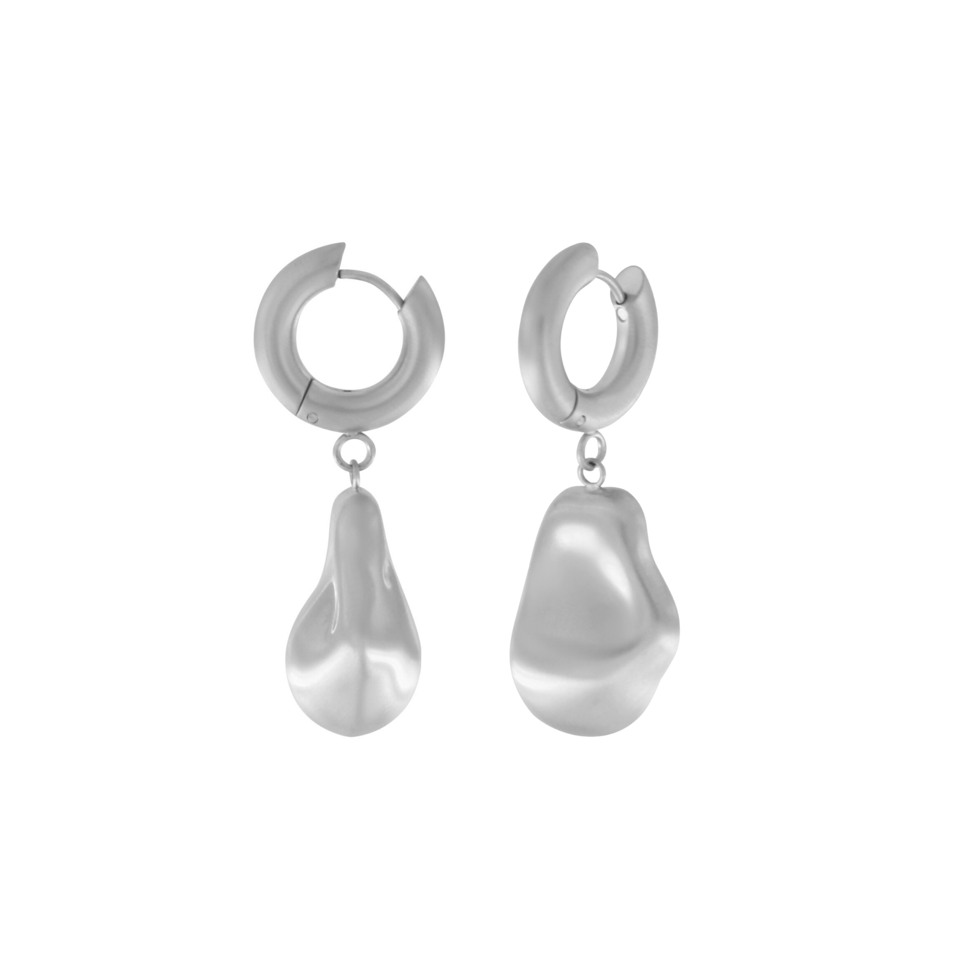 Courage Waterproof  Brushed Oganic Statement Huggie Earring Silver Plating, DNSK Copenhagen