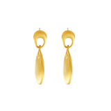 Courage Waterproof  Brushed Oval Drop Earring 18K Gold Plating