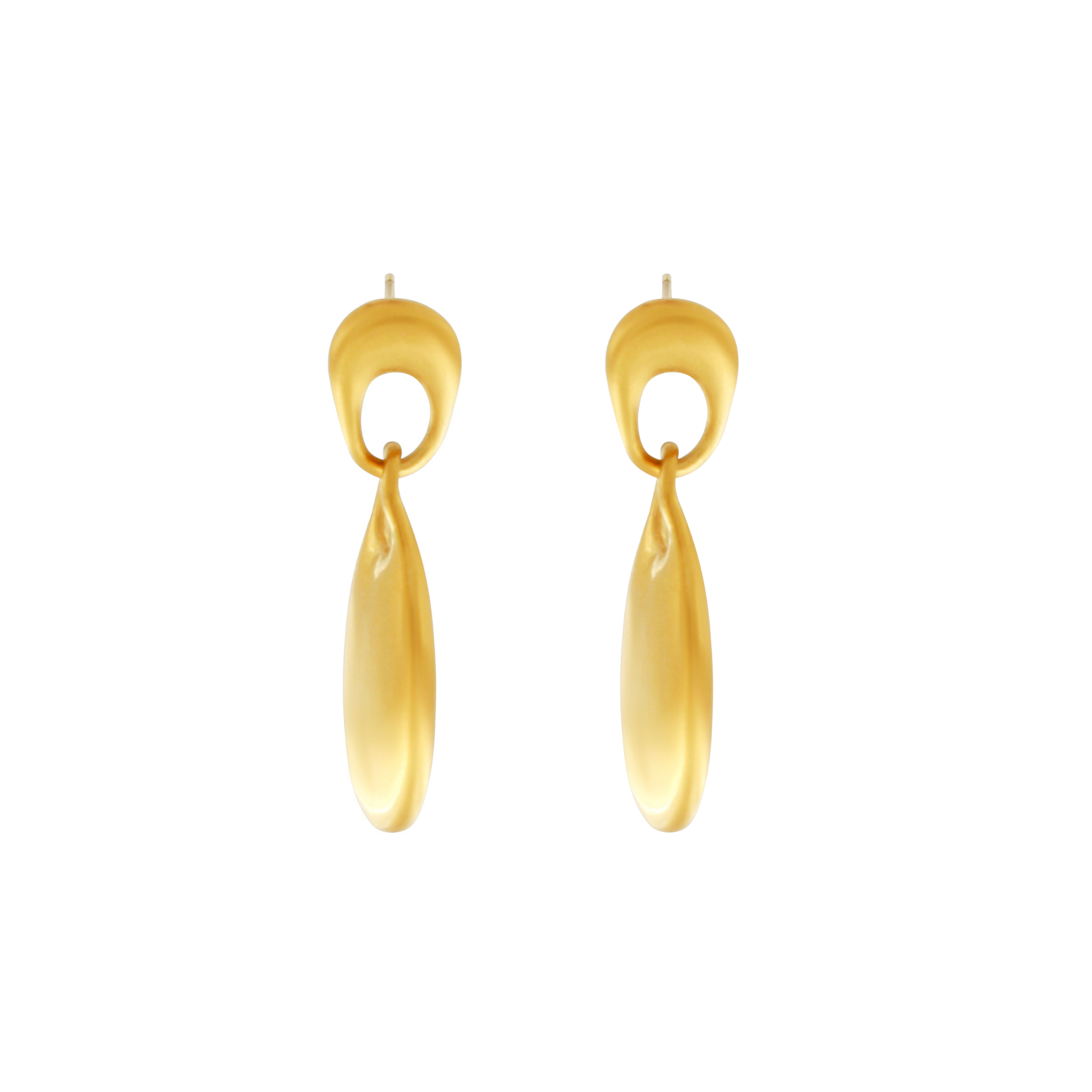 Courage Waterproof  Brushed Oval Drop Earring 18K Gold Plating, DNSK Copenhagen