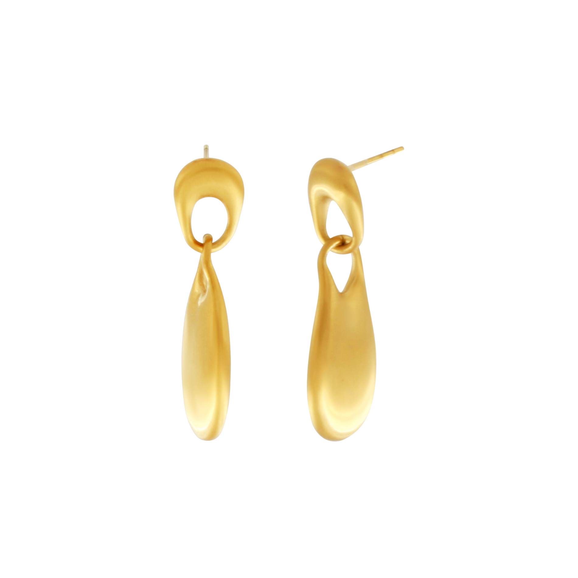 Courage Waterproof  Brushed Oval Drop Earring 18K Gold Plating, DNSK Copenhagen
