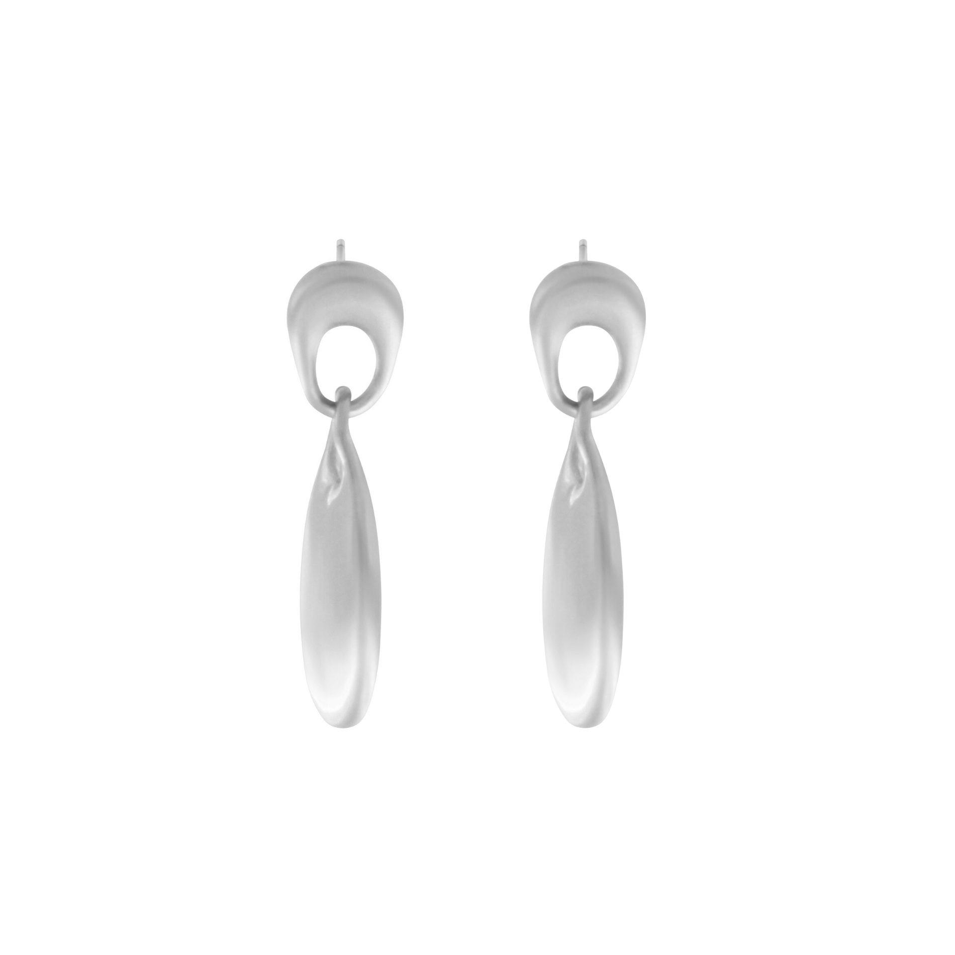 Courage Waterproof  Brushed Oval Drop Earring Silver Plating, DNSK Copenhagen