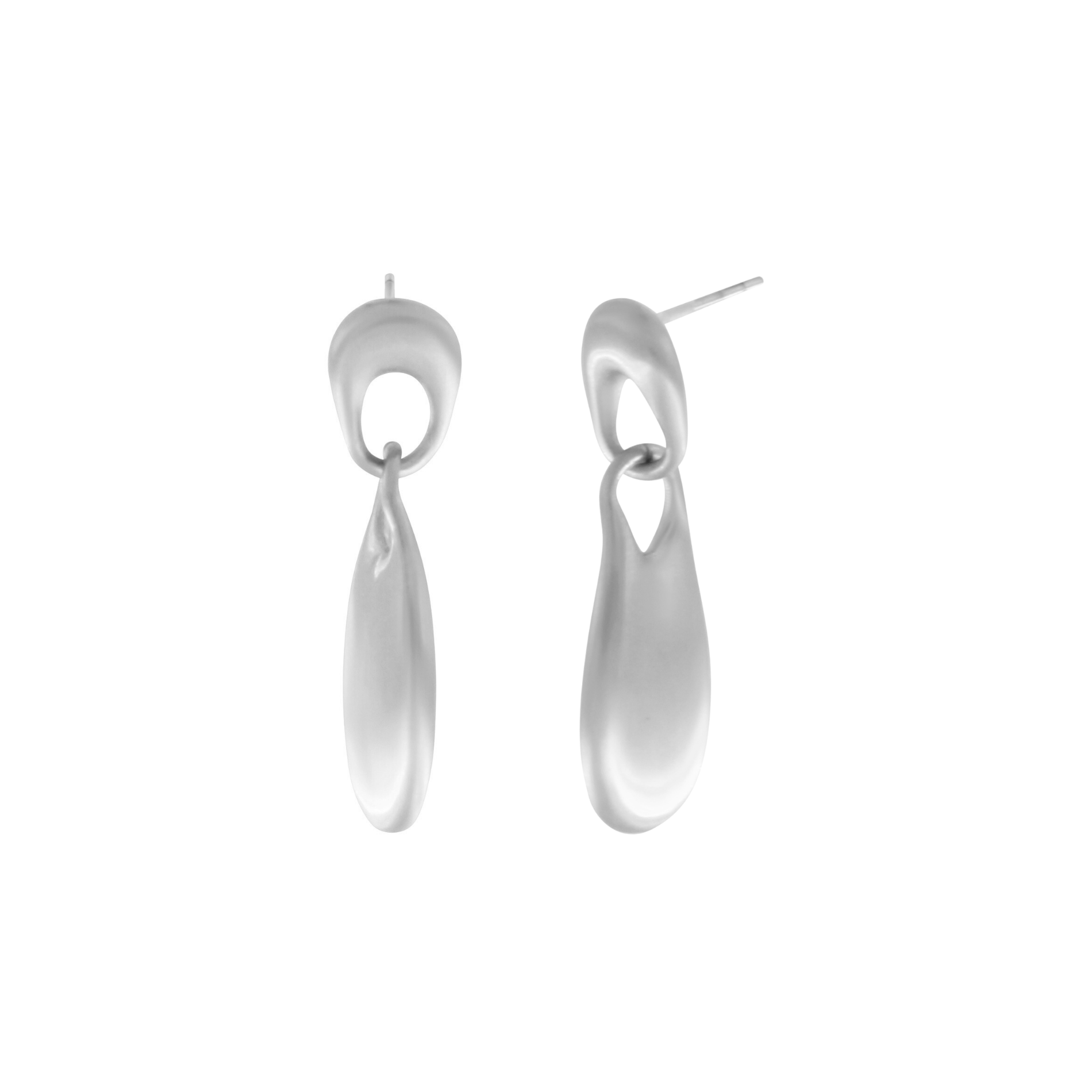 Courage Waterproof  Brushed Oval Drop Earring Silver Plating, DNSK Copenhagen