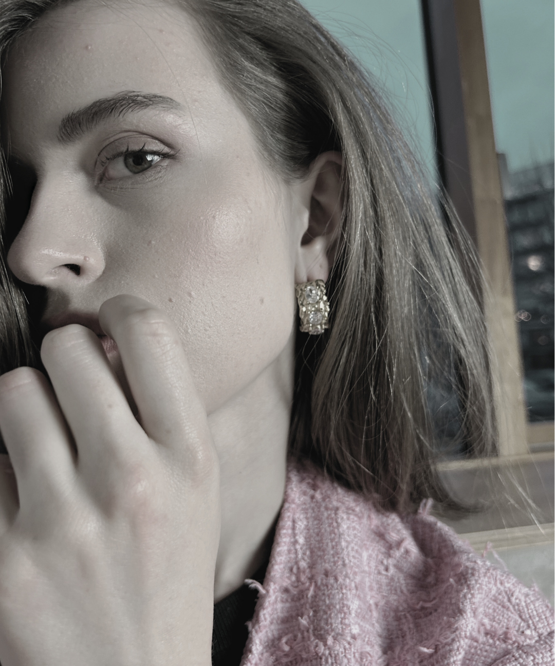 Joy Waterproof Chunky CZ Organic Hoop 18K Gold Plating, DNSK Copenhagen