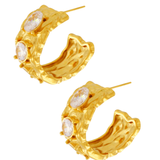 Joy Waterproof Chunky CZ Organic Hoop 18K Gold Plating