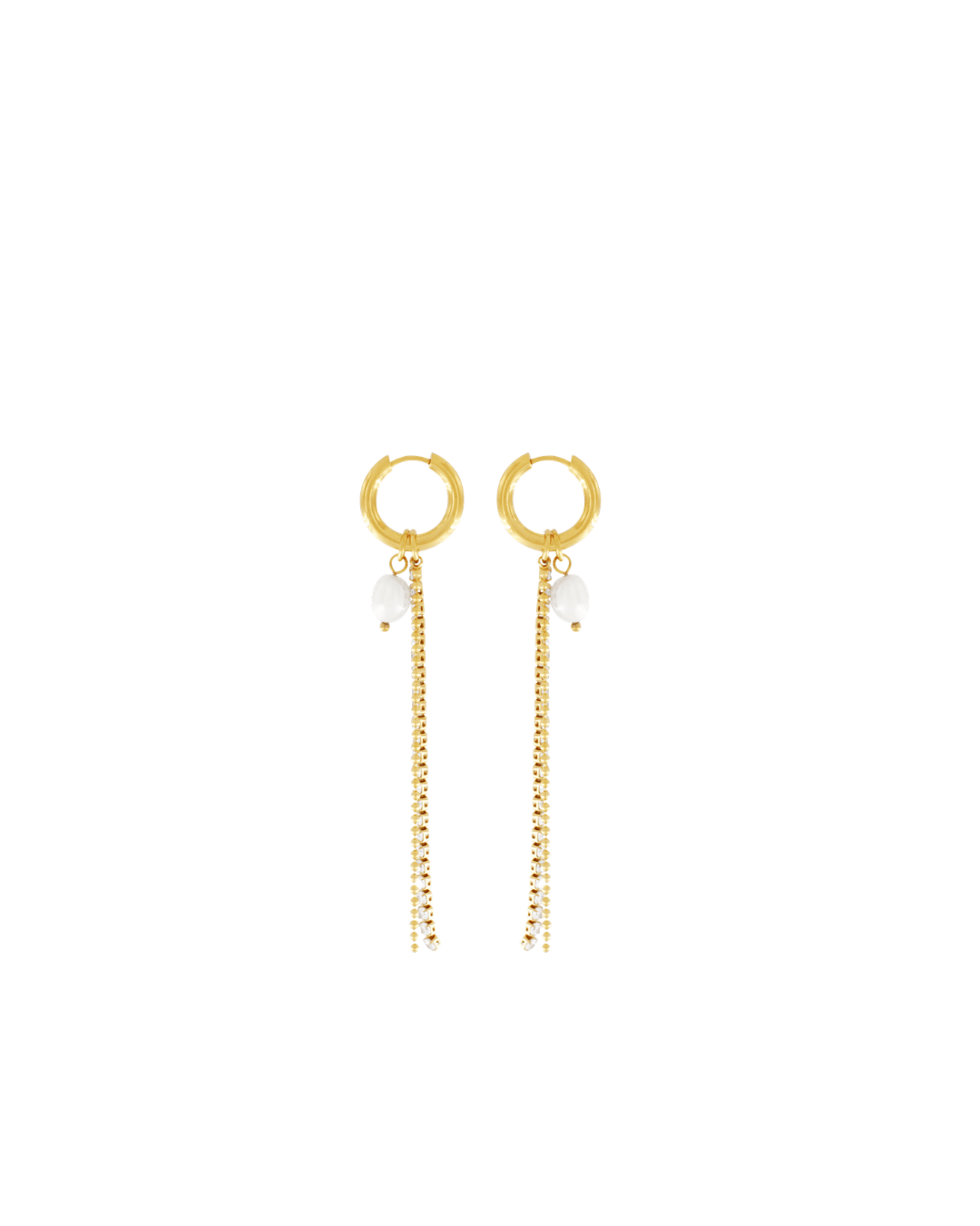 Dnsk Rmed Joy Waterproof CZ Chain & Pearl Huggie 18K Gold Plating – DNSK Copenhagen