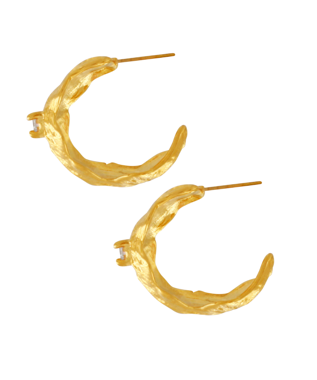 Joy Waterproof Chunky Single CZ Organic Hoop 18K Gold Plating, DNSK Copenhagen