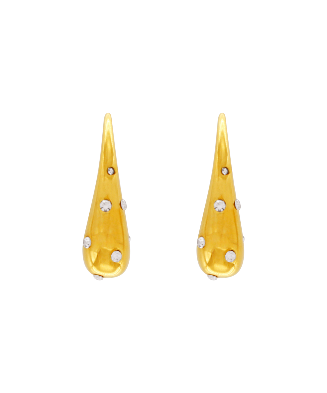 Joy Waterproof Slim Paisley CZ Earring 18K Gold Plating, DNSK Copenhagen