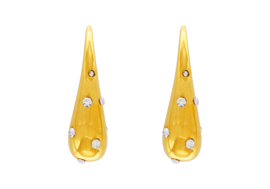 Joy Waterproof Boucle d'Oreille Slim Paisley CZ Plaqué Or 18K, DNSK Copenhagen