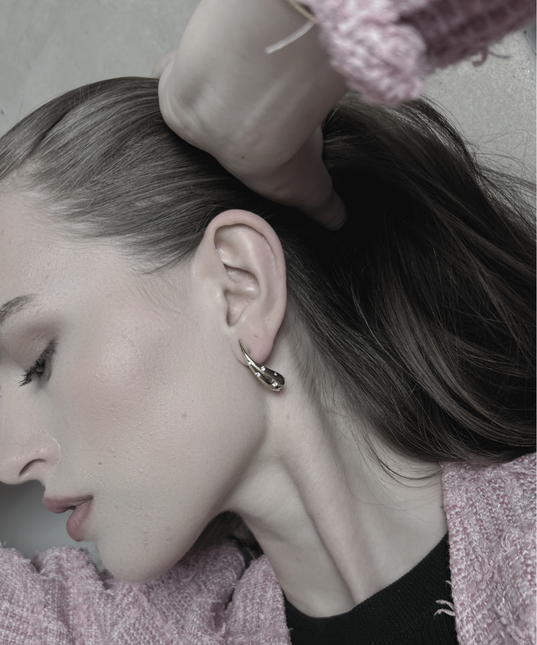 Joy Waterproof Slim Paisley CZ Earring 18K Gold Plating, DNSK Copenhagen