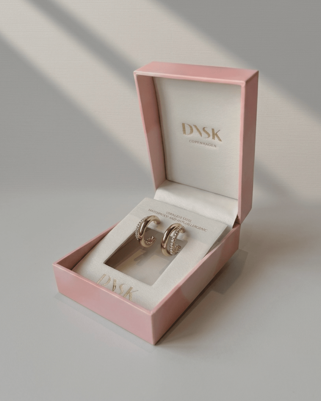 Joy Waterproof Clear CZ Double Hoop Earring 18K Gold Plating In BOX -DNSK Copenhagen