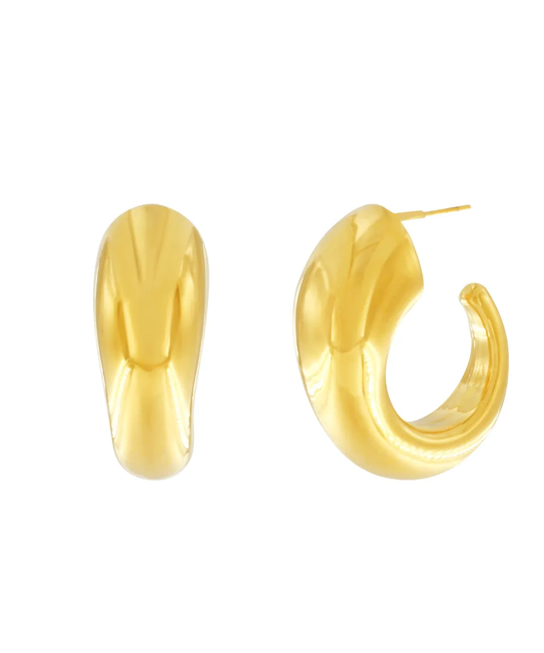Courage Waterproof Chunky Curve Earring 18K Gold Plating, DNSK Copenhagen