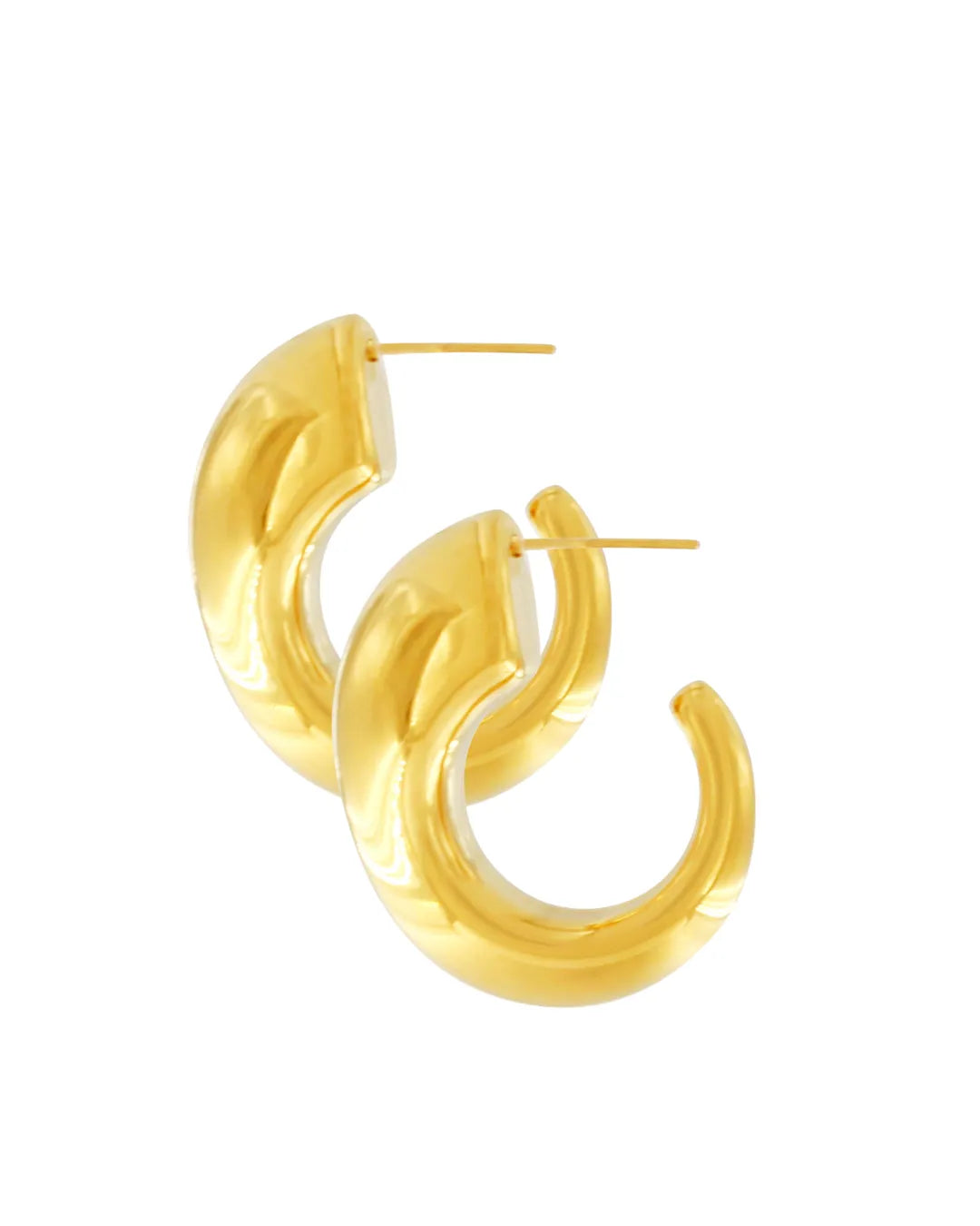 Courage Waterproof Chunky Curve Earring 18K Gold Plating, DNSK Copenhagen