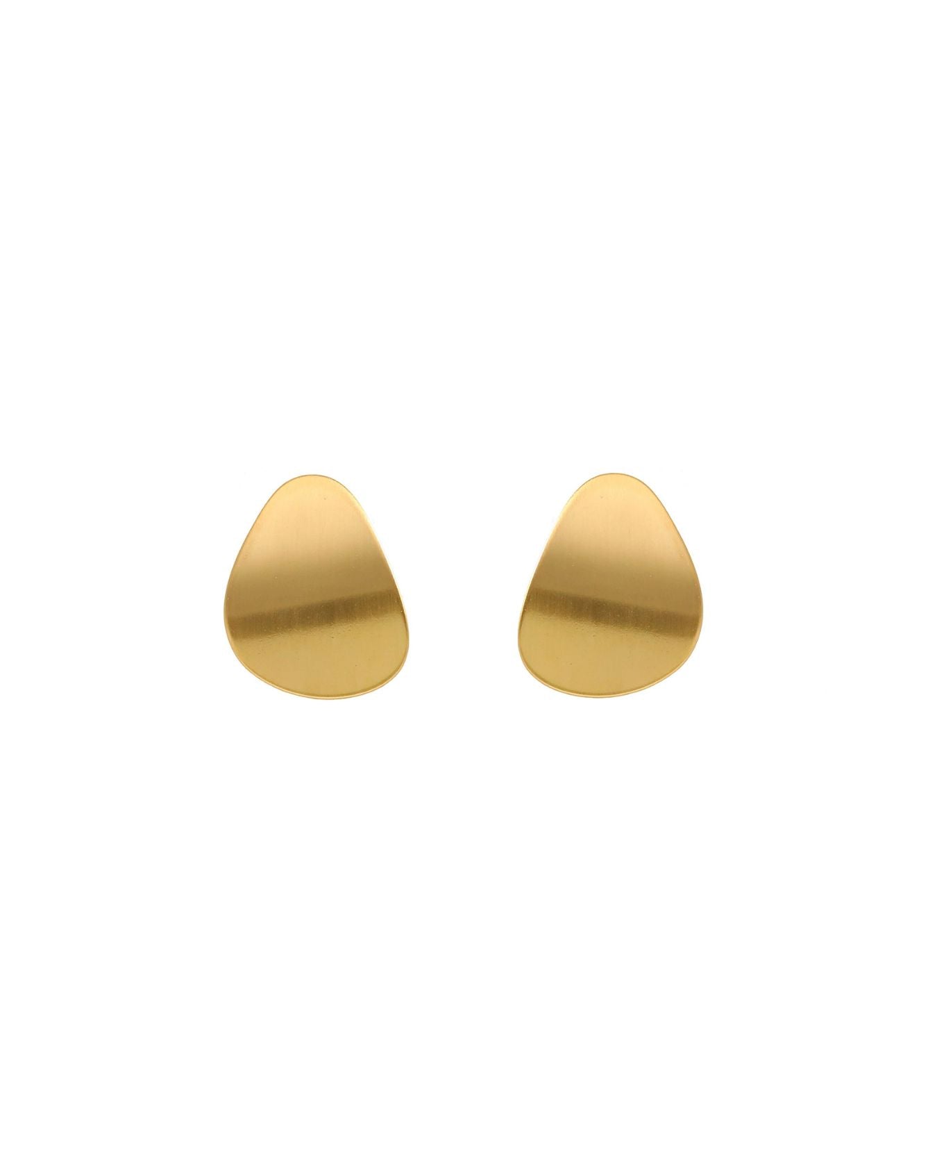 INES Waterproof 18K Gold Plated Post Earrings - Brushed Stainless Steel