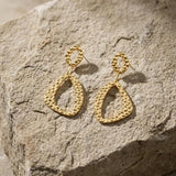 RAGNA Waterproof 18K Gold Plated Original Earrings - Hammered Stainless Steel