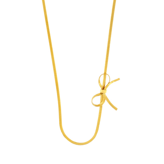 Passion Waterproof Short Bow Necklace 18K Gold Plating