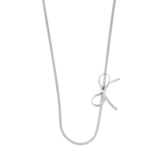 Passion Waterproof Short Bow Necklace Silver Plating