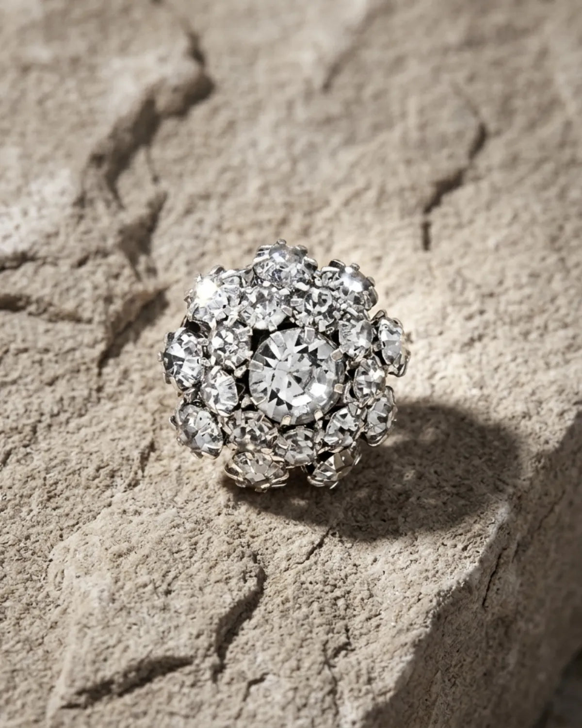 Ingunn Multi Crystal Button Cover Size 17mm Silver Plating