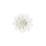 Ingunn Flower Pearl and CZ Button Cover 14mm Silver Plating