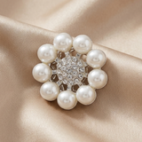 Ingunn Bloem Parel en CZ Knoopbedekking 14mm Verzilverd