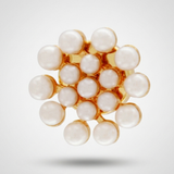 Ingunn Flower Pearl Button Cover 14mm Gold Plating