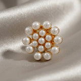 Ingunn Flower Pearl Button Cover 14mm Gold Plating