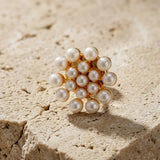 Ingunn Flower Pearl Button Cover 14mm Gold Plating
