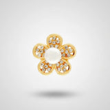 Ingunn CZ & Parel Madeliefje Knoopbedekking 14mm Verguld