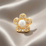 Ingunn CZ & Parel Madeliefje Knoopbedekking 14mm Verguld