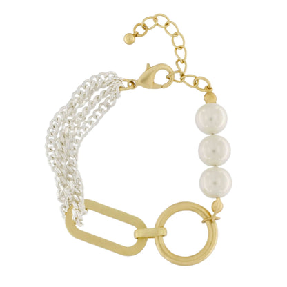 Audrey Oval Pearl Ring Bracelet Mix of 2 Tones