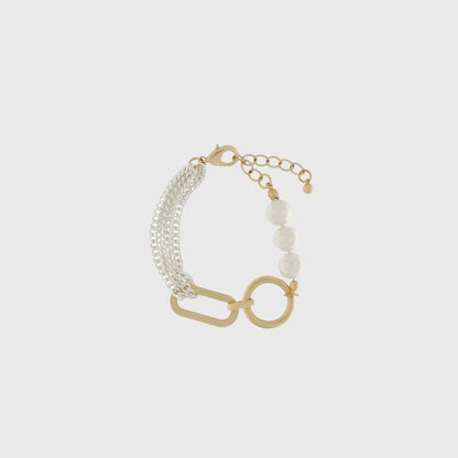 Audrey Ovales Perlenring-Armband Mix aus 2 Tönen