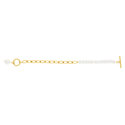 Joy Waterproof T-Bar Link Pearl Bracelet 18 Carat Gold I Dansk Copenhagen