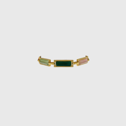 Harmony Waterproof Colorful  CZ Retangular Bracelet 18K Gold Plating