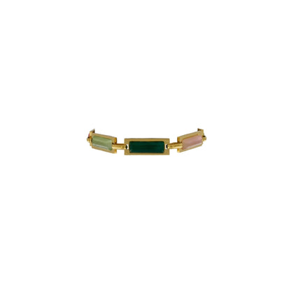 Harmony Waterproof Colorful  CZ Retangular Bracelet 18K Gold Plating